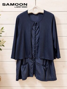 SAMOON Navy Blue Layered Tunic Top Estimated Size XL